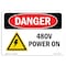 Signmission Safety Sign, OSHA Danger, 7" Height, 10" Width, 480V Power On, Landscape OS-DS-D-710-L-2195 - alternate 1